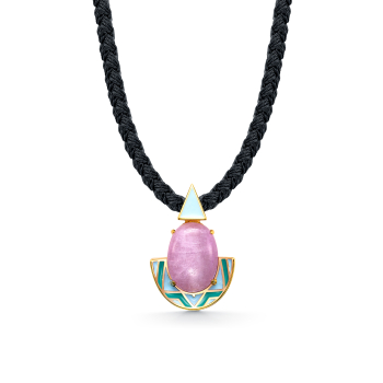 Серебряное колье с кунцитом