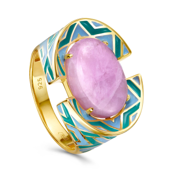 Серебряное кольцо с кунцитом