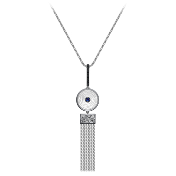 Серебряное колье с фианитами и сапфиром